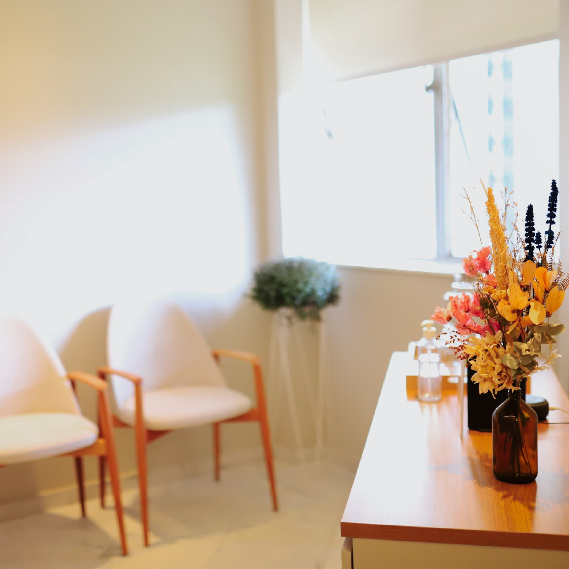 Recepção da Perceptiva com poltronas e luz natural